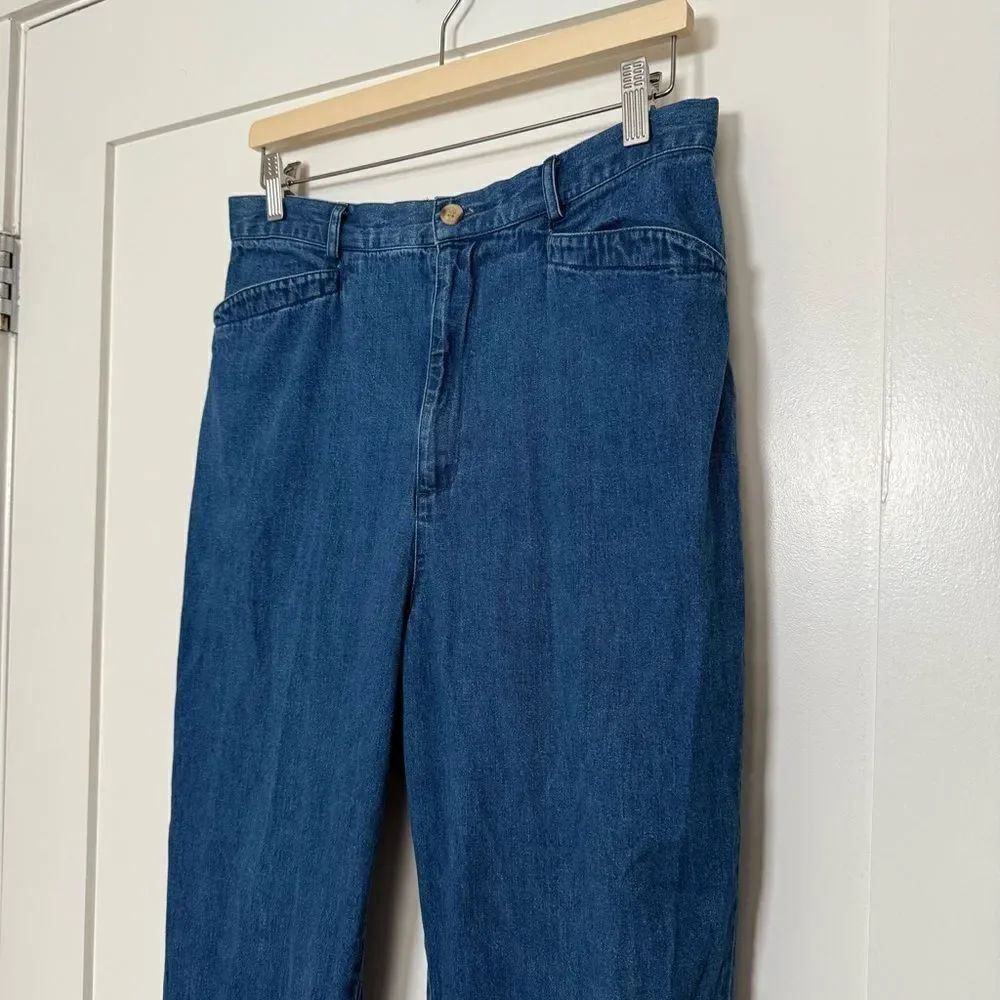 Vintage Talbots Jeans Pants Women Sz 12 Blue High Rise Baggy Denim 90s Y2K Retro - Picture 2 of 11